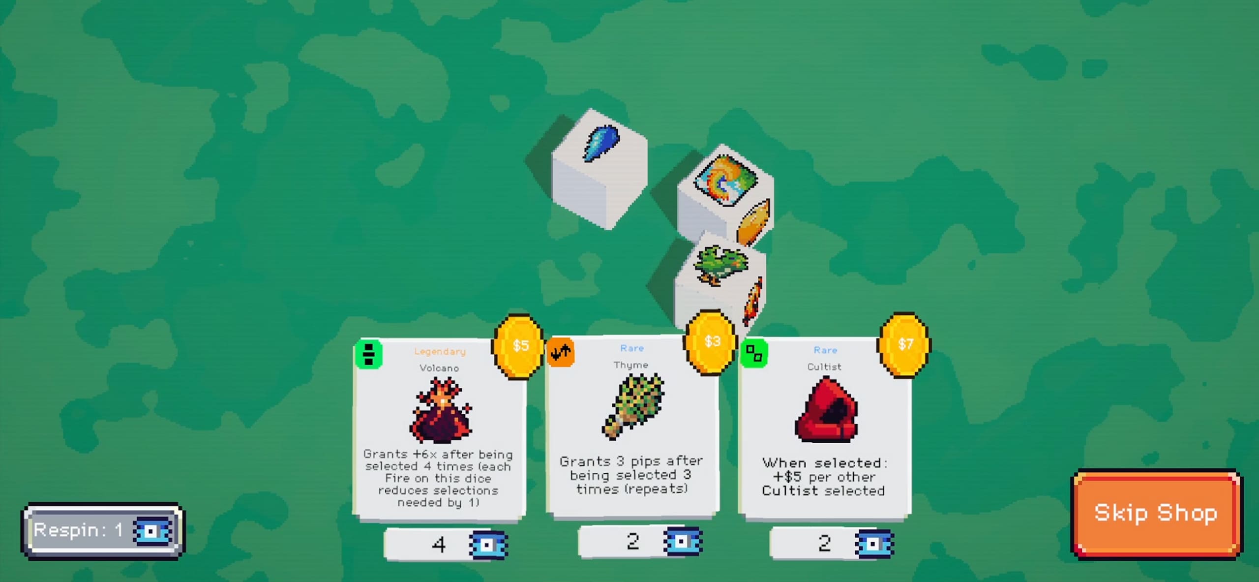 Shop Payroll Dice z kartami Volcano, Thyme i Cultist